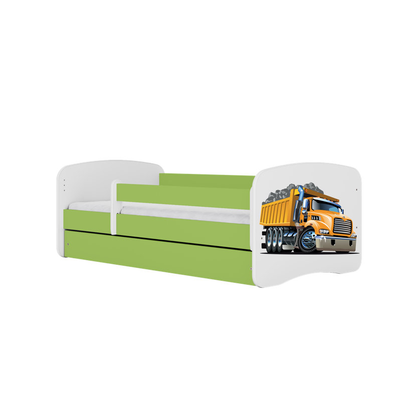 Cicero Drawer Convertible Bed and Mattress, Toddler (70 x 140 cm), Green/White