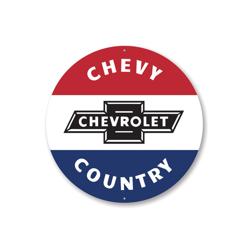 Enseigne en aluminium Chevy Country Car, H 12 po x l 12 po x P 0,04 po