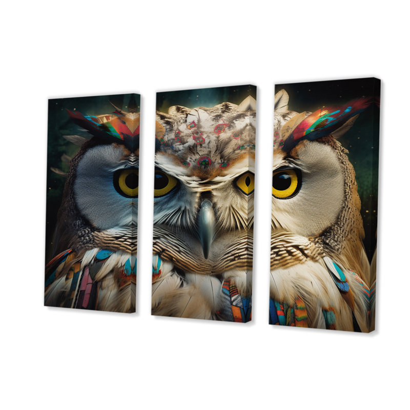 Portrait d'un hibou blanc, photographie de la faune, H 32 po x l 48 po x P 1 po