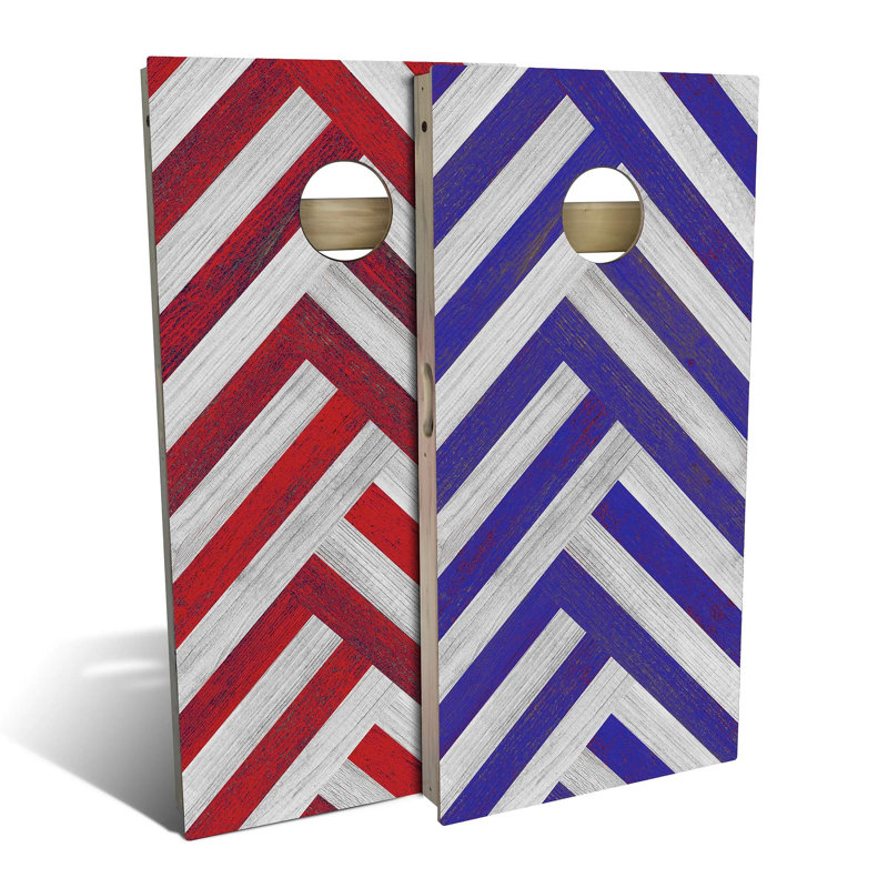 Ensemble de planches de cornhole 2 pi x 4 pi avec planches et cornhole Country Living, Rouge/bleu