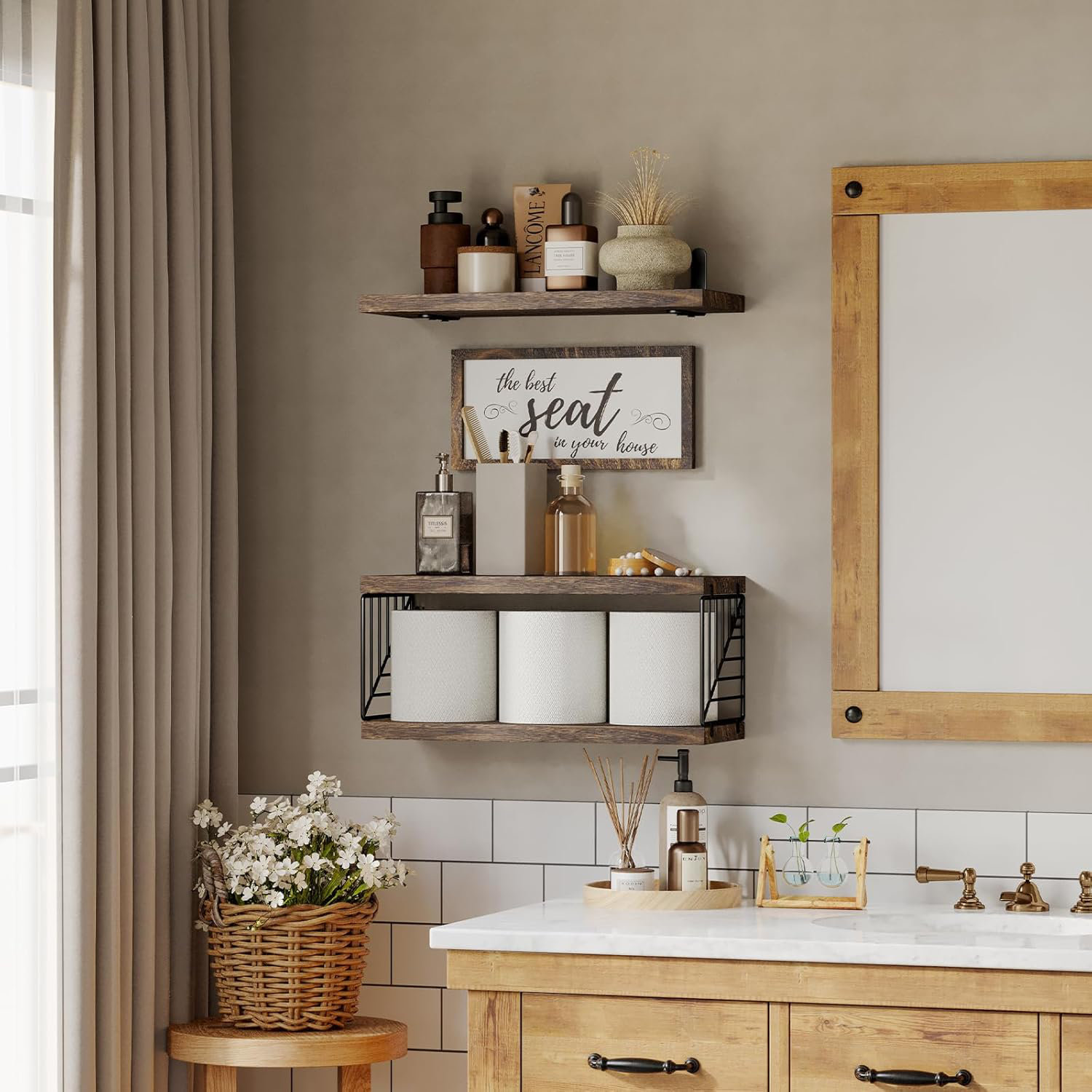 17 Stories Bathroom Floating Shelves For Wall Decor Over Toilet With ...