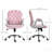 Velvet Home Office Chair, Button Tufted Desk Chair With Padded Armrests, Adjustable Height And Swivel Wheels, Pink