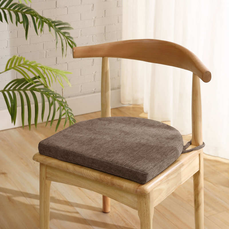 Indoor High Density Memory Foam Chair Pads With Ties, Coffee, 2