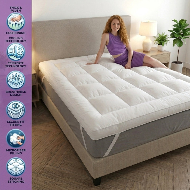 Microfibre Deep Fill 10cm Mattress Topper, Kingsize (5')