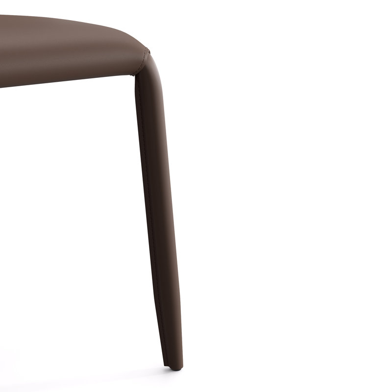 Saddle Leather Dining Chair Upholstered Side Chair With Padded Seat, Wingback Vanity Chair With Metal Frame For Dining Living Room Vanity Office, Brown