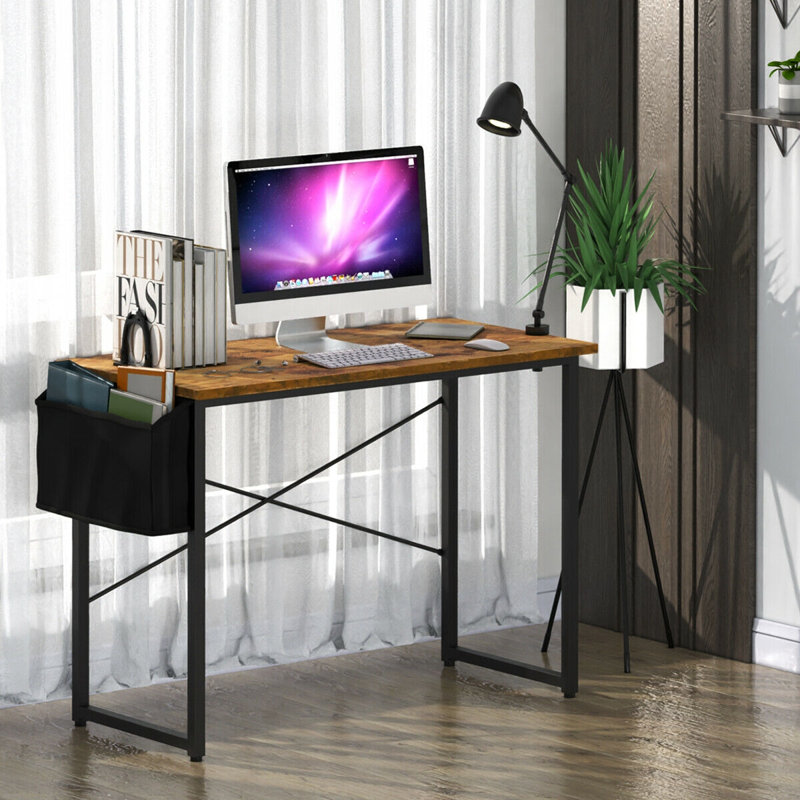 Bureau Modern, Brun rustique / noir, H 30 po x l 47 po x P 20 po
