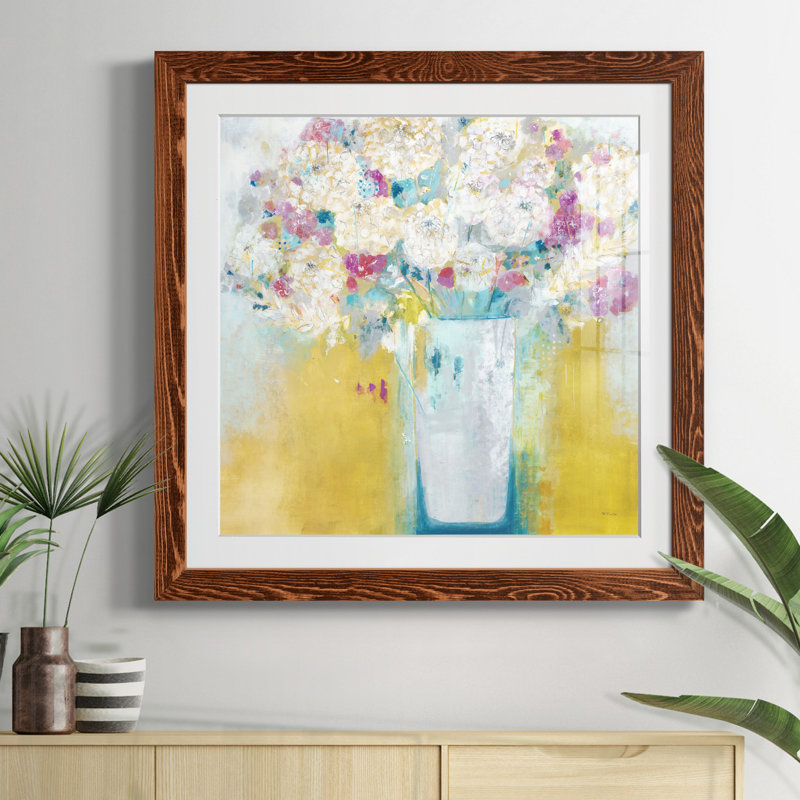 Fleurs du matin - peinture encadrée, H 35,5 po x l 35,5 po x P 1,5 po, Papier érable