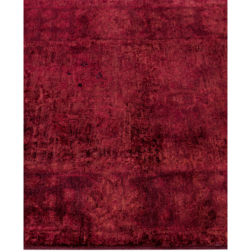 Overdyed Hand-Knotted Wool Modern-Contemporary Red Runner 2' 7" x 17' 1"