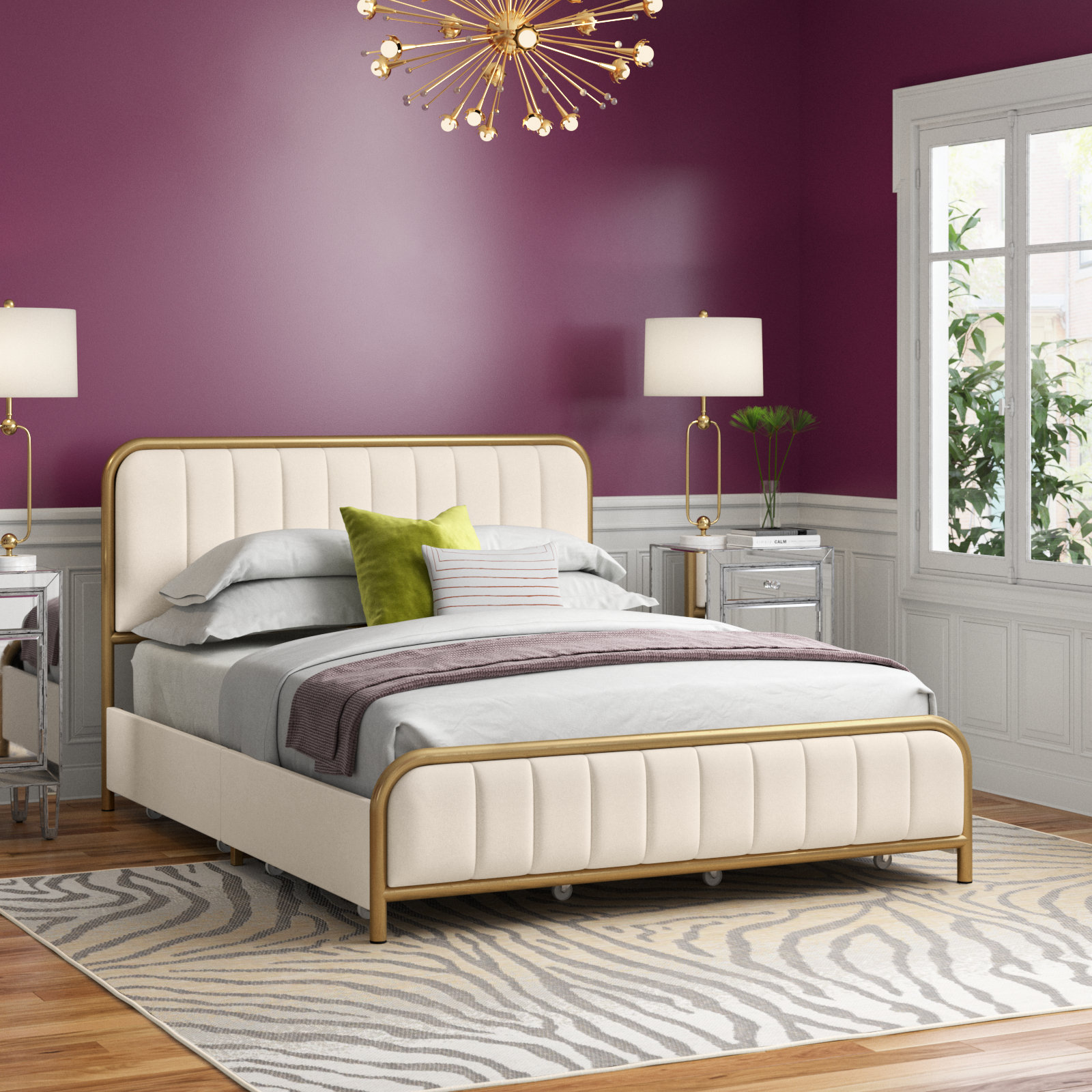 Batchelor Velvet Upholstered Platform Bed Frame with 4 Drawers Willa Arlo Interiors Size: Queen, Color: Light Beige