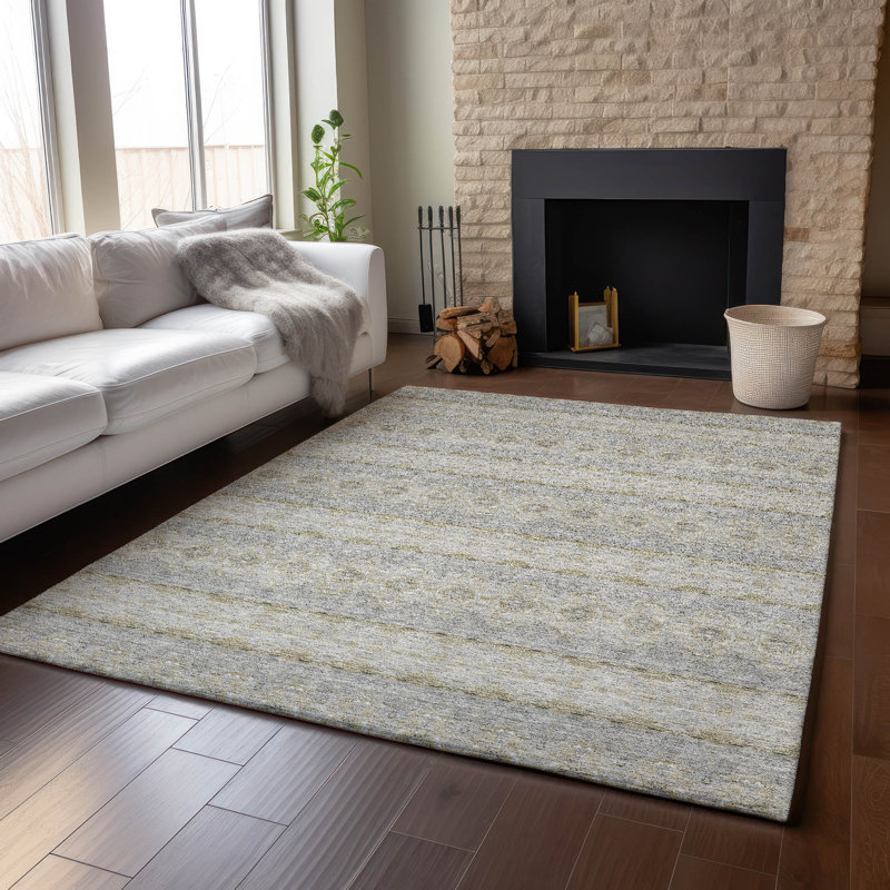 Premium Machine Washable Cerrito Silver Rug, Rectangle 5' x 7'6"