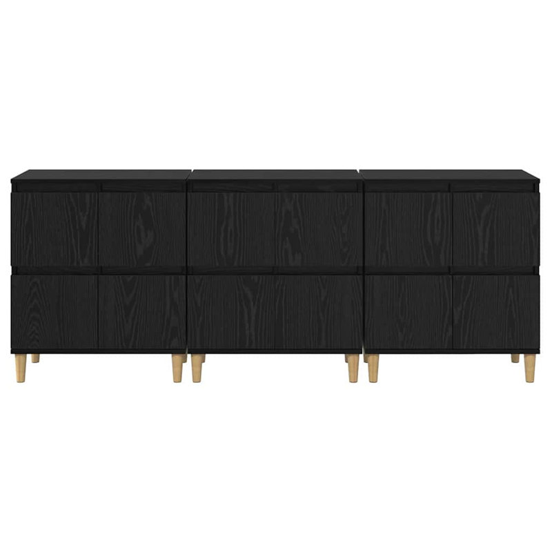  Sideboards 3 Pcs Black Oak 60 X 35 X 70 Cm Engineered Wood, Black Oak