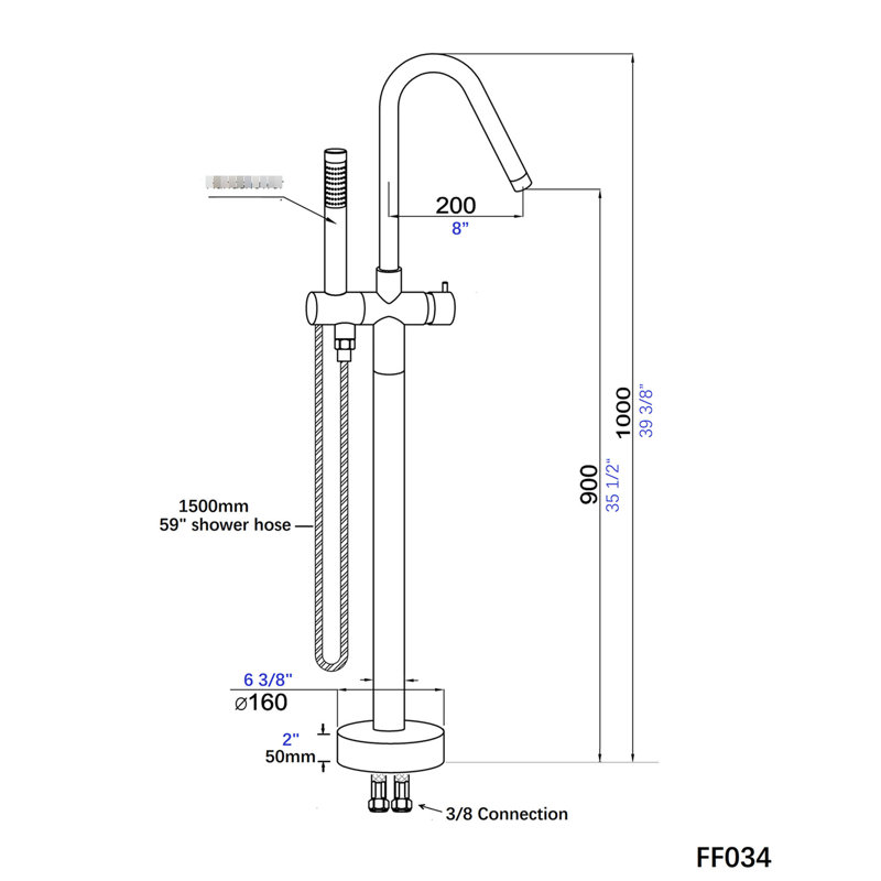 Freestanding Bathtub Faucet With Hand Shower For Luxury Bathrooms Chic Appearance