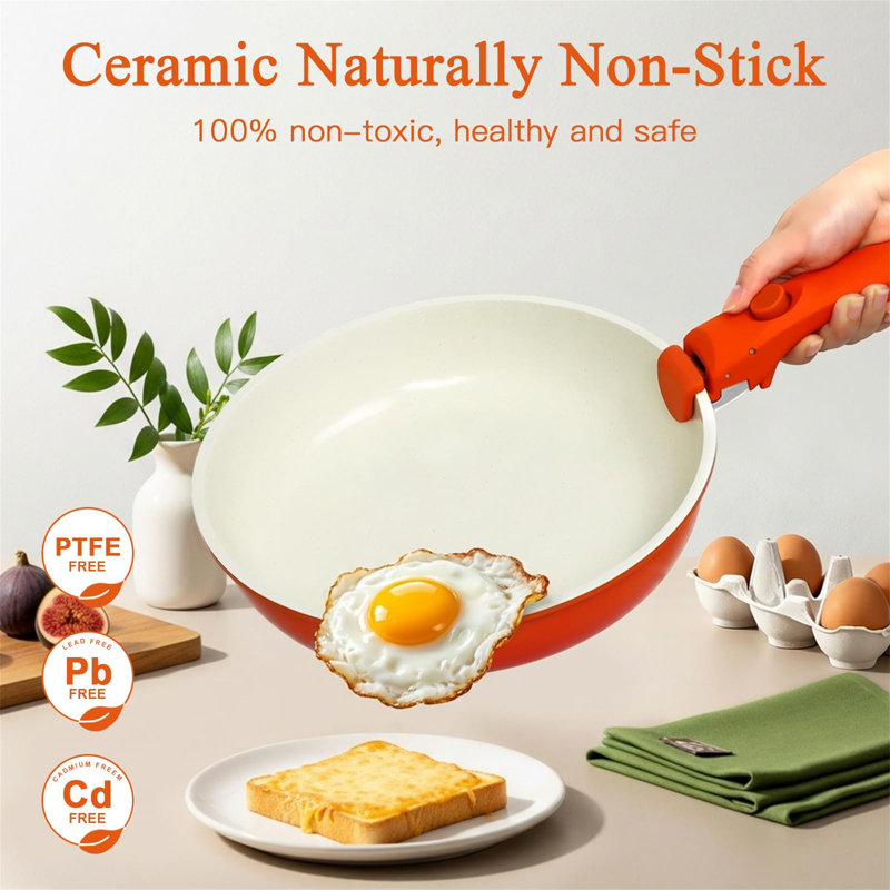 11 - Piece Aluminum Cookware Set, Orange
