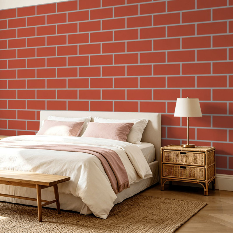 Peel and Stick papier peint mural orange console de jeu des années 80 mur de brique sans soudure vieux jeu vidéo de style rétro art mural auto-adhésif et amovible