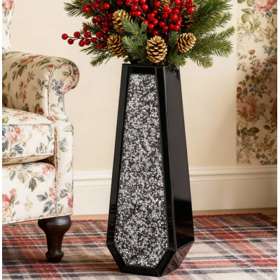 Ankaj Mirrored Glass Flower Vase Tall Floor Vase Crystal Modern Glam Stylish Decor