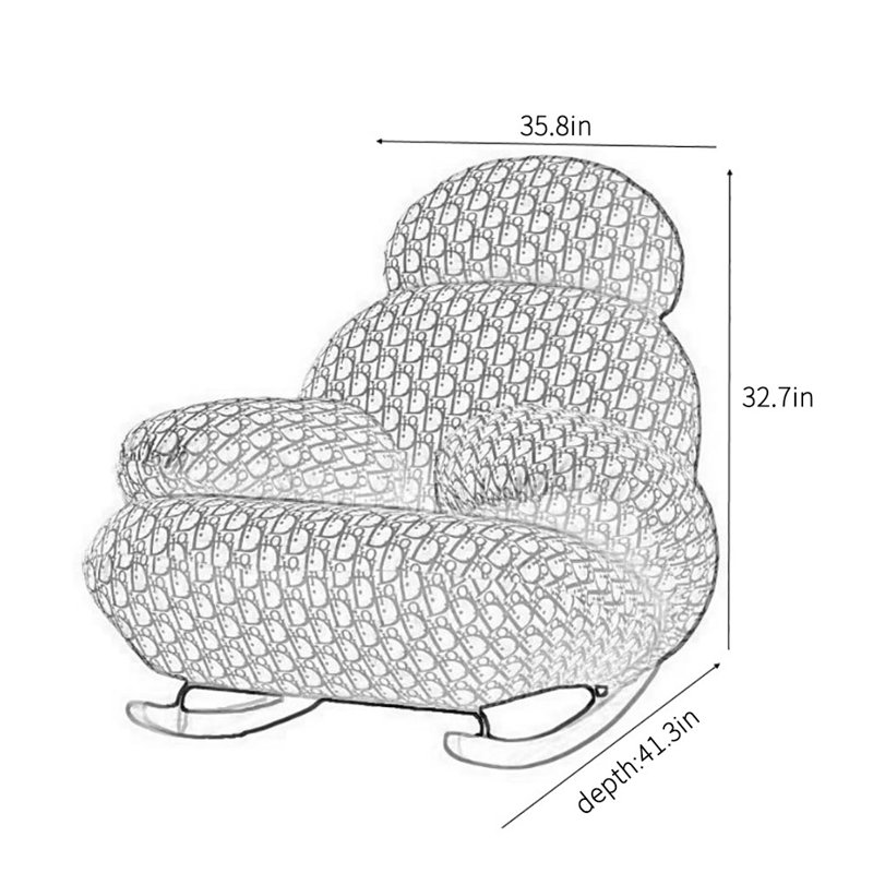 Chaise berçante en tissu rétro