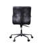Chaise de bureau rétro en cuir noir et aluminium, siège pivotant à 360 degrés, relevage réglable, accoudoir à dossier rembourré avec support en métal, base à 5 branches, charge de 220 lb, profondeur de siège de 17 po, hauteur de 19 po à 19 po, hauteur de 24 po à 25 po