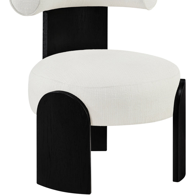 Fauteuil d'appoint Calder, Tissu crème texturé en lin, Noir