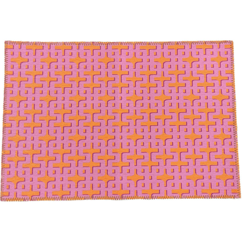 Chiang Mai Microfiber Rectangle Washable Rug, Pink Orange, Rectangle 1'8" x 2'6"