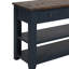 Console en bois de pin massif 48 po, table d'appoint moderne avec 3 tiroirs de rangement et 2 tablettes. Facile à assembler (bleu marine + plateau brun (ancien SKU: W120246667