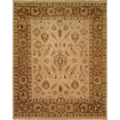 Tapis beige en laine noué à la main