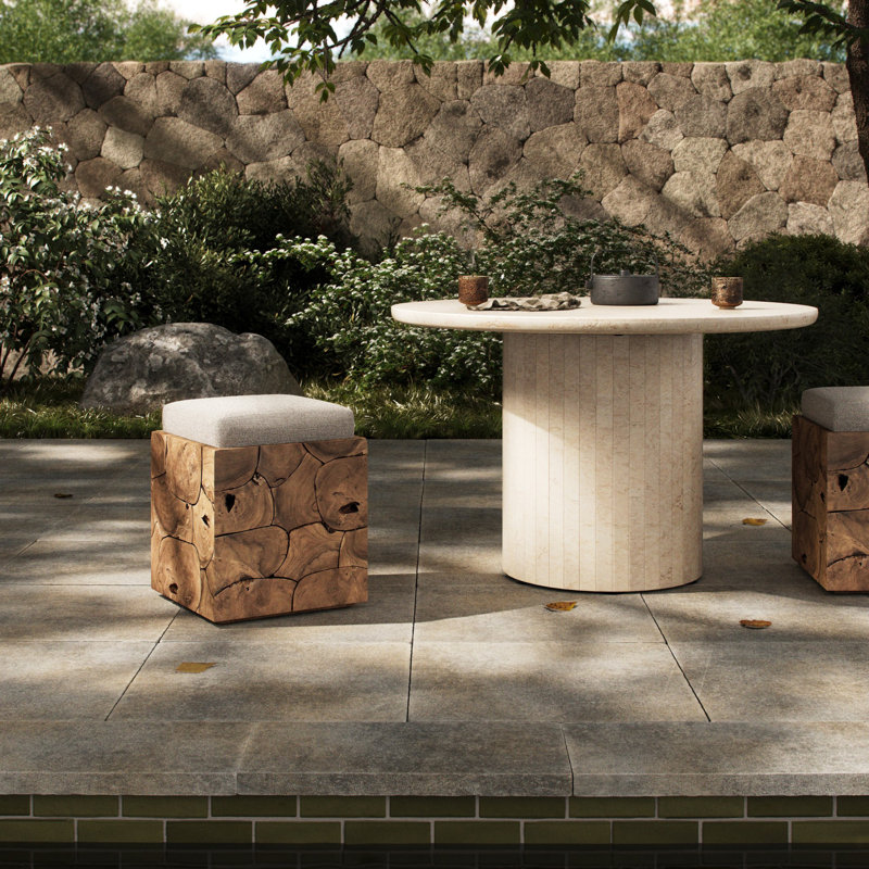 Tomlin Outdoor Teak Standard Ottoman