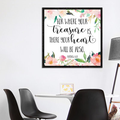 For Where Your Treasure Is, There You Heart Will Be Also, Matthew 6:21 - Print on Canvas