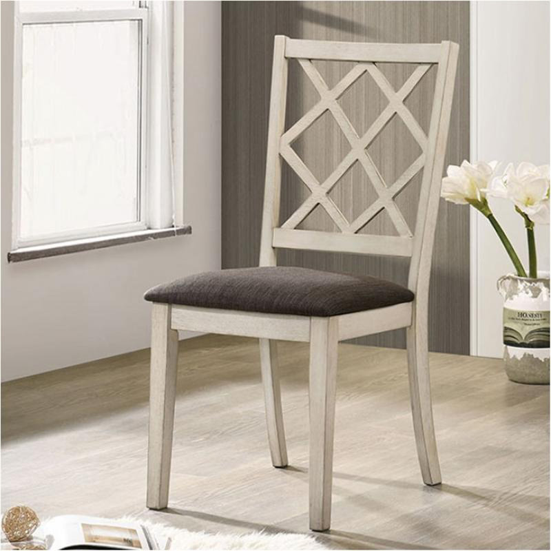 Ensemble de 2 chaises en bois massif blanc antique à dossier unique