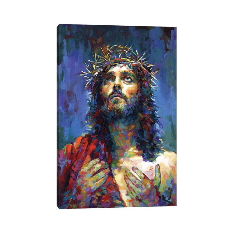 «Jesus Christ» par Leon Devenice - impression d'art graphique, Toile tendue, Pas de tapis, H 12 po x l 8 po x P 0,75 po