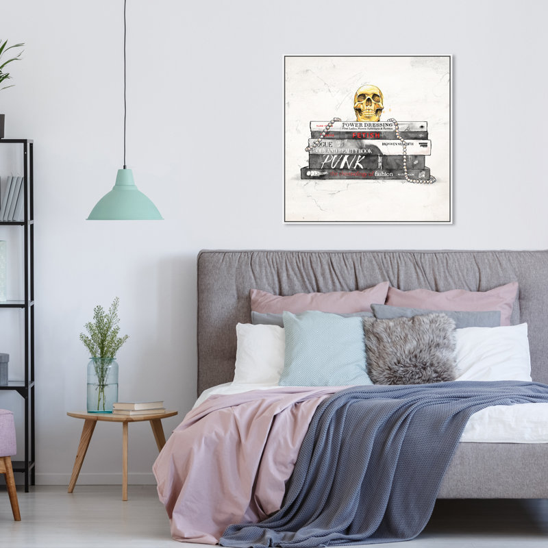 Peinture sur toile noire moderne pour la chambre à coucher, H 31 po x l 31 po x P 1,75 po, Cadre en bois blanc
