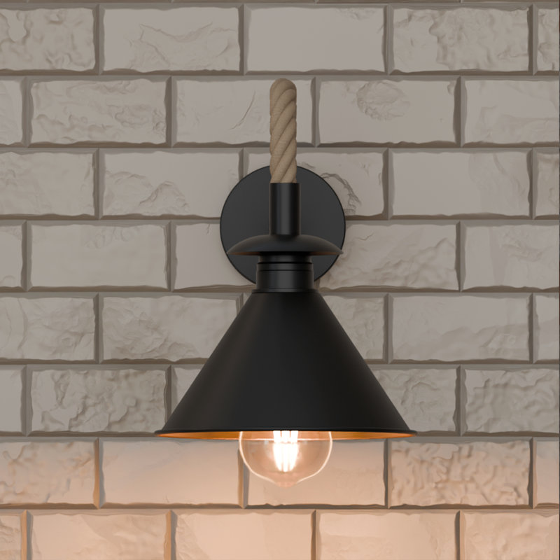 Mairead Armed Sconce, Black Gold Inner, No