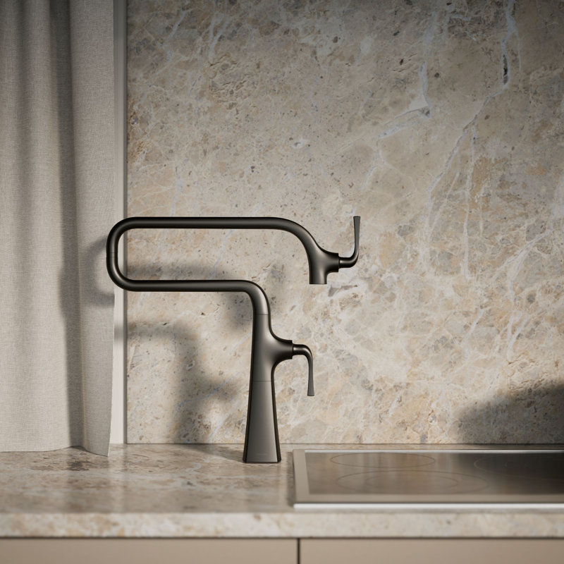Graze Deck-Mount Pot Filler Faucet, Matte Black
