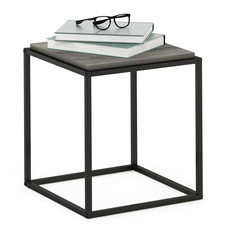 Table de bout avec rangement Gallatin, Chêne gris, Noir