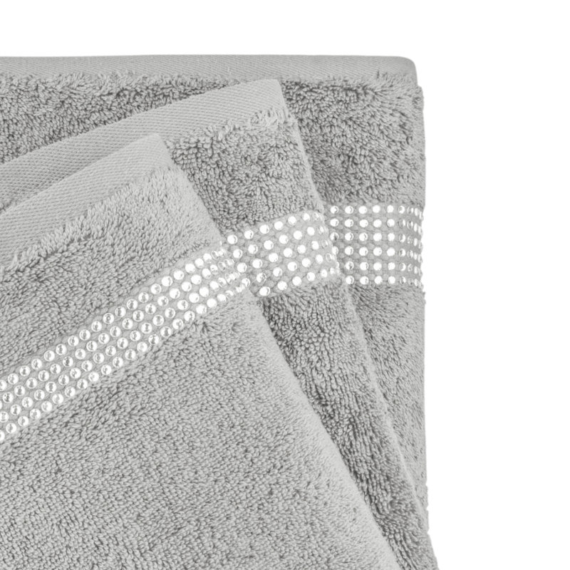 Sparkles Home | 3 Piece Cotton Towel Set | Rhinestone Stripe | Elegant Bathroom Decor, Gray