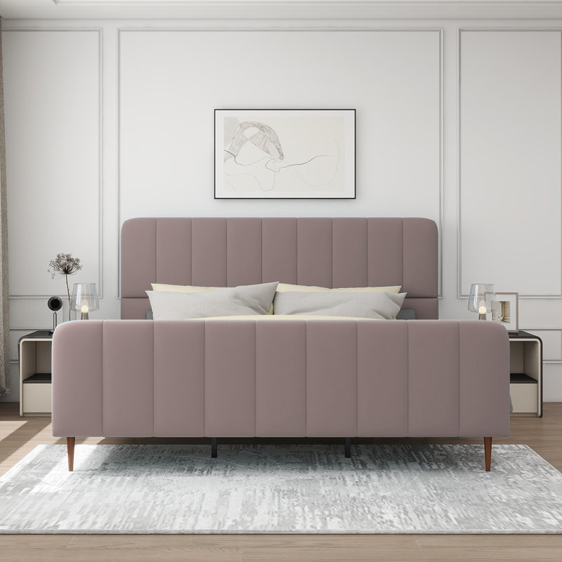 Lit plateforme tapissier Sarosh, Très grand, Mauve