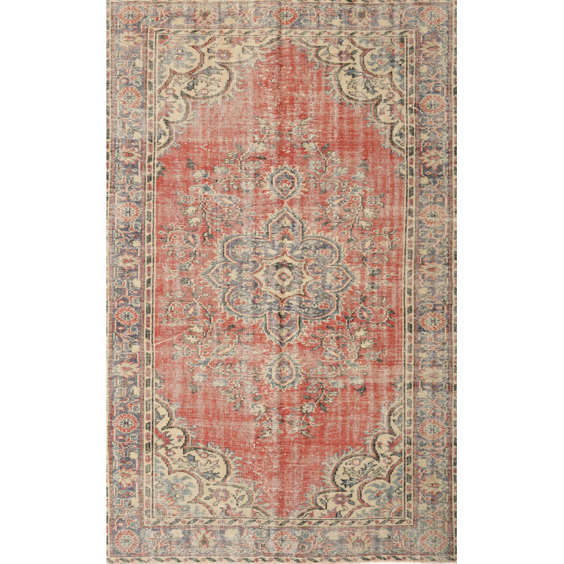 Tapis oriental en laine rouge / brun clair, Rectangle 3 pi x 5 pi