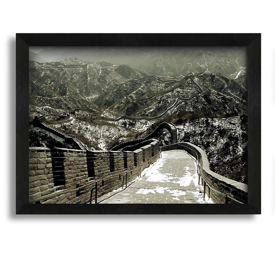 Gerahmtes Leinwandbild Die Chinesische Mauer Sepia