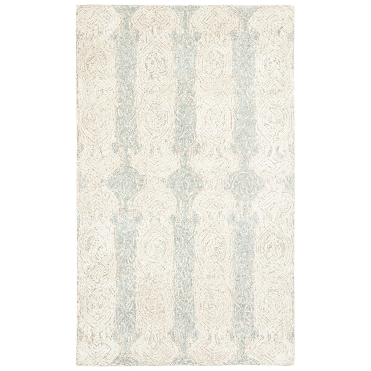 Samaniego Hand Tufted Viscose/Wool Oriental Rug in Grey/Ivory