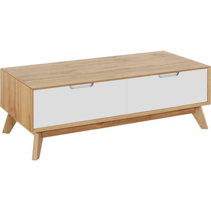 Oriska Four Leg Coffee Table with Storage, Oak/White