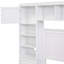 Lit double en bois blanc avec tablette, 1 armoire et rangement - Élégante sélection intégrée intemporelle-121020350
