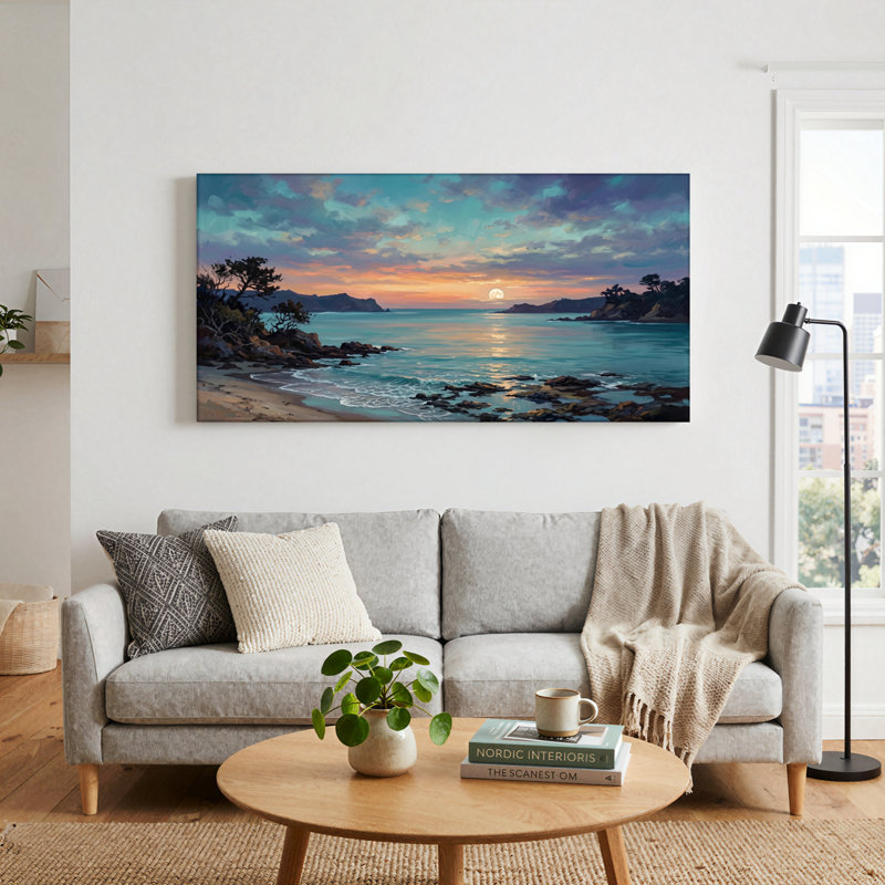 Coucher de soleil coucher de soleil sur toile, ensemble de 1 reproduction d'art sur toile, L 58 po x H 28 po, Toile tendue
