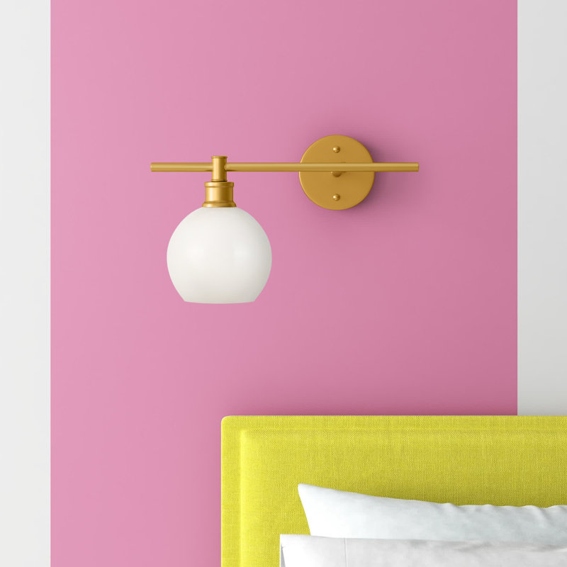 Drinkard Dimmable Bath Sconce, Brass, Frosted White