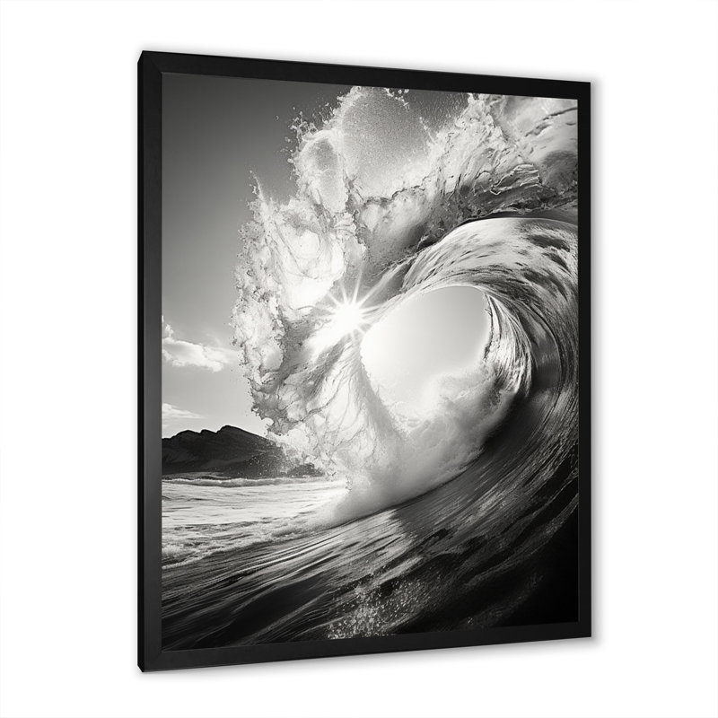 «Dowless Black and White Wave Photo I», reproduction sur toile, H 32 po x l 16 po x P 1 po, Noir