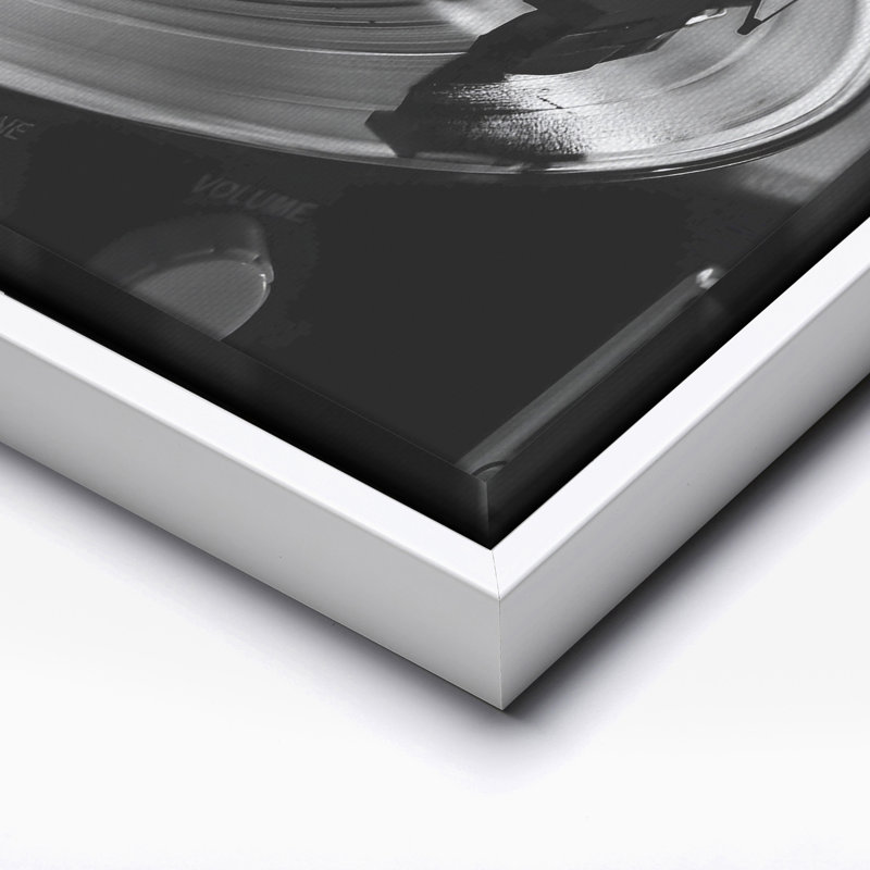 Disque vinyle plat, Canvas, 18"H x 24"W, White Framed