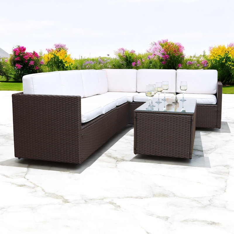  Black Corner Lounging Set, Brown, White