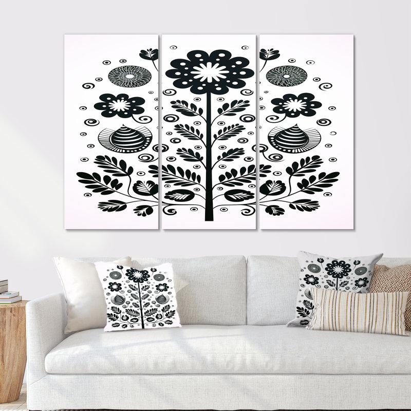Ensemble de salon Tova - Modern Floral Wall Art, Toile tendue, H 32 po x l 48 po x P 1 po