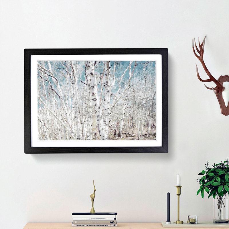 Birch Trees In Utah Painting - Single Picture Frame Print on MDF, 45cm H x 33cm W x 2cm D, Walnut