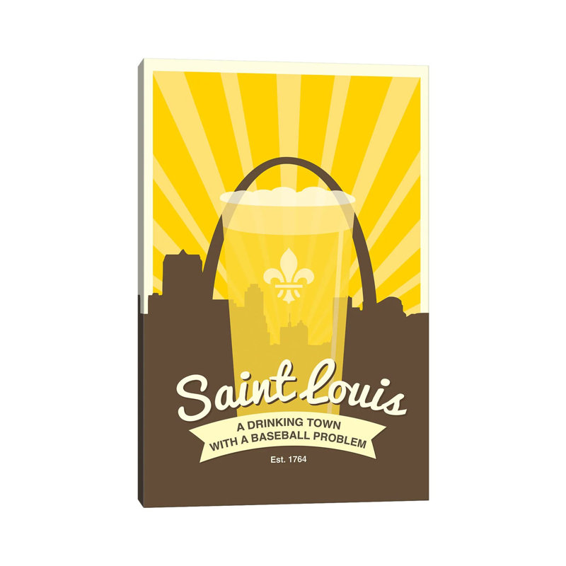 St. Louis - Drinking Town With A Baseball Problem by Benton Park Prints - Wrapped Canvas Gallery-Wrapped Canvas Giclée