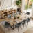 Modern 79" Rectangular Dining Set With 8 Upholstered Arm Chairs-1138584555