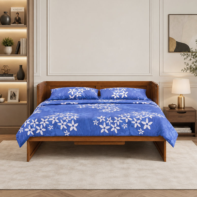 Lit escamotable Night & Day Furniture avec matelas en mousse à mémoire de forme et gel de 15 cm, format Queen, couleur cerisier